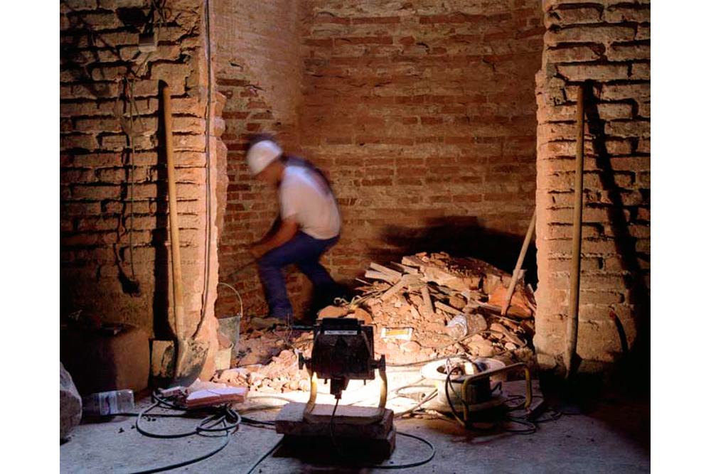 Chantier de rénovation Musée Toulouse-Lautrec d'Albi ouverture d'un passage